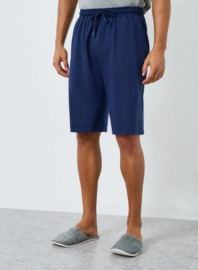 Styli  Men Grey Contrast Pocket T-Shirt and Shorts Pyjama Set for Men | Best Price UAE